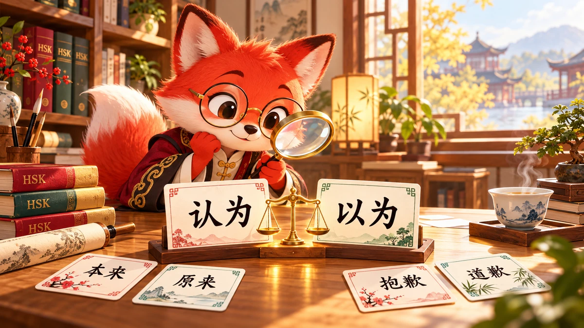 Phân Biệt 100 Cặp Từ Đồng Nghĩa & Gần Nghĩa Trong Tiếng Trung (认为 vs 以为, 本来 vs 原来, 抱歉 vs 道歉) - FoxHSK