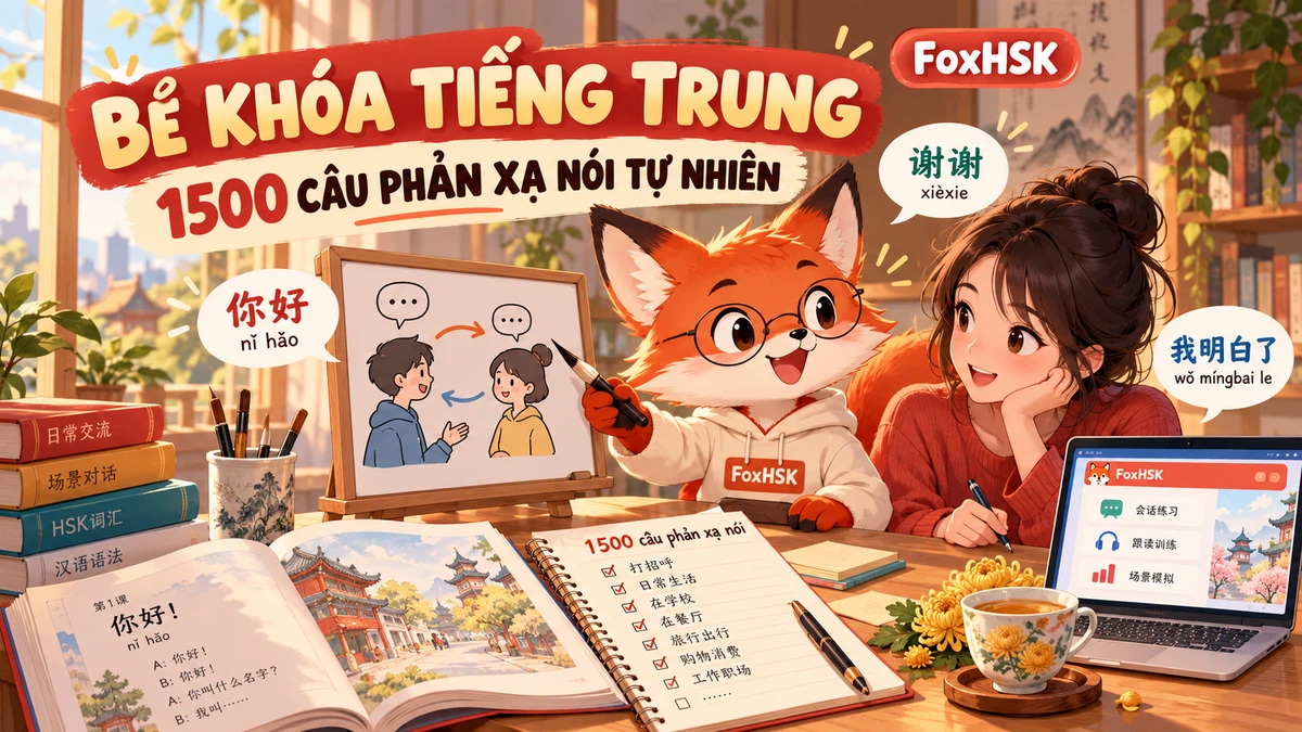 Bẻ Khóa Tiếng Trung: 1500 Câu Phản Xạ Nói Tự Nhiên (PDF Miễn Phí) - FoxHSK
