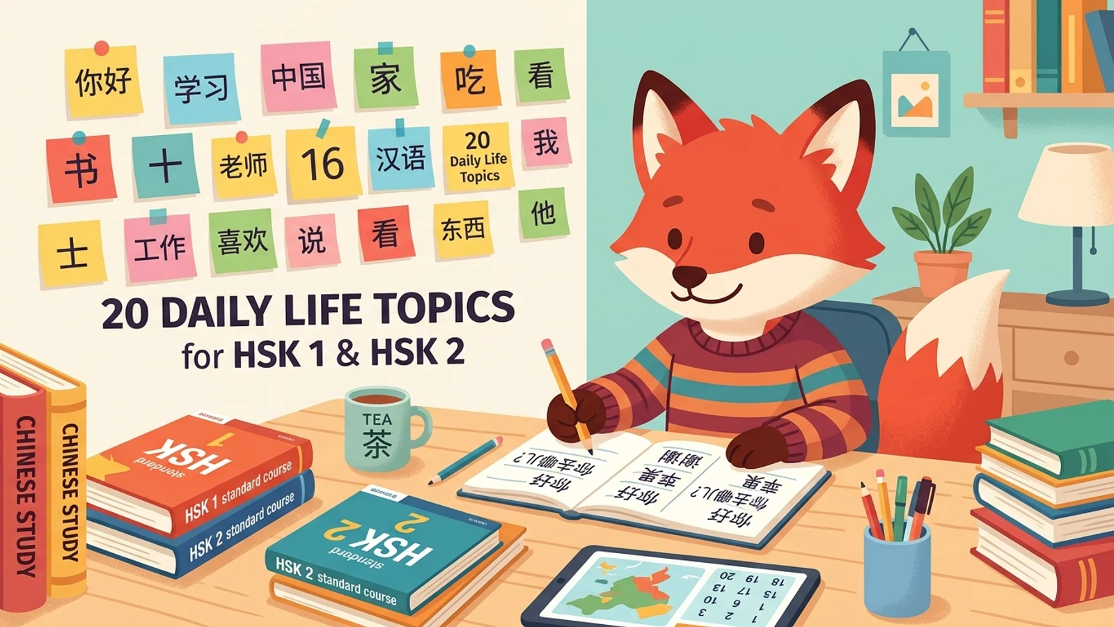 20 Đoạn Văn Tiếng Trung Theo Chủ Đề HSK 1 - HSK 2 (Luyện Nhớ Mặt Chữ Không Cần Pinyin) | FoxHSK
