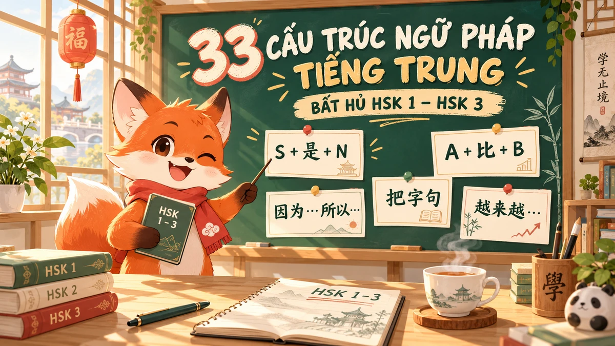 Tổng Hợp 33 Cấu Trúc Ngữ Pháp Tiếng Trung Bất Hủ Thường Gặp Nhất (HSK 1 – HSK 3) - FoxHSK