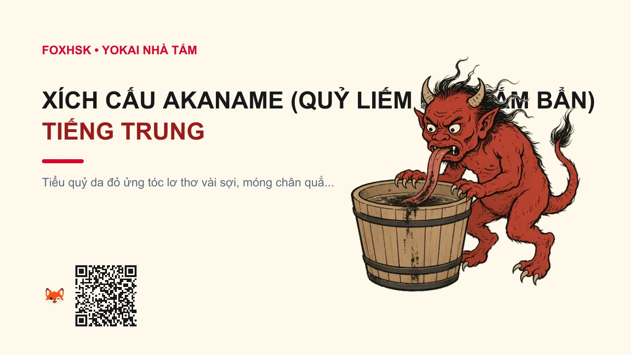 Xích Cấu Akaname (Quỷ Liếm Bồn Tắm Bẩn) Tiếng Trung Là Gì? (垢尝 - gòucháng) • Nguồn Gốc Gazu Hyakki Yagyō, Dấu Ấn Pop Culture & Phương Pháp Hóa Giải - FoxHSK