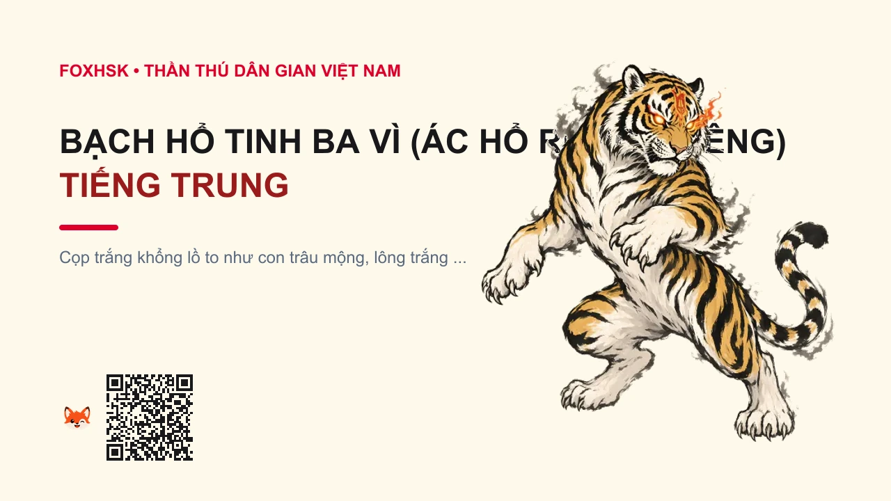 Bạch Hổ Tinh Ba Vì (Ác Hổ Rừng Thiêng) Tiếng Trung Là Gì? (巴维白虎精 - bāwéi báihǔjīng) • Nguồn Gốc Truyền thuyết Sơn Tinh -, Dấu Ấn Pop Culture & Phương Pháp Hóa Giải - FoxHSK