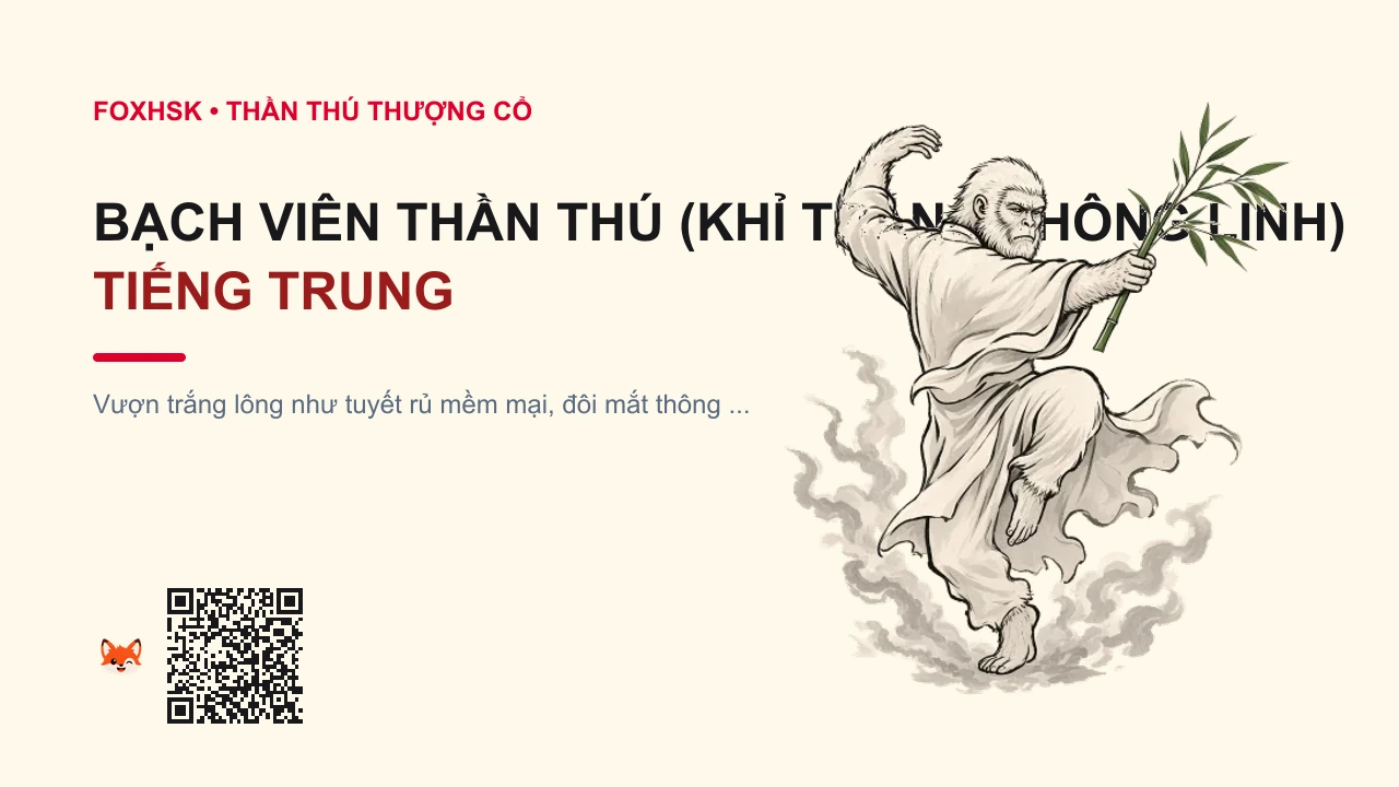 Bạch Viên Thần Thú (Khỉ Trắng Thông Linh) Tiếng Trung Là Gì? (白猿 - báiyuán) • Nguồn Gốc Ngô Việt Xuân Thu &, Dấu Ấn Pop Culture & Phương Pháp Hóa Giải - FoxHSK