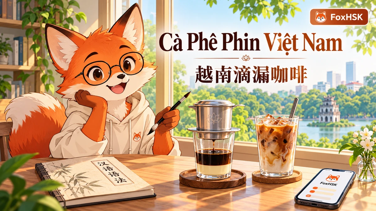 Cà Phê Phin Việt Nam (越南滴漏咖啡) — Giọt Chậm Rãi Của Thời Gian: Cẩm Nang Song Ngữ & Từ Vựng Du Lịch - FoxHSK
