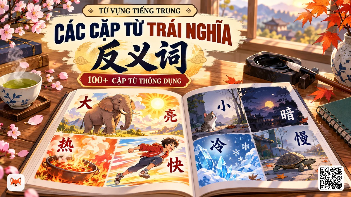 100 Cặp Từ Trái Nghĩa Tiếng Trung Thông Dụng Nhất (反义词 Bỏ Túi Từ HSK 1 - HSK 6) - FoxHSK
