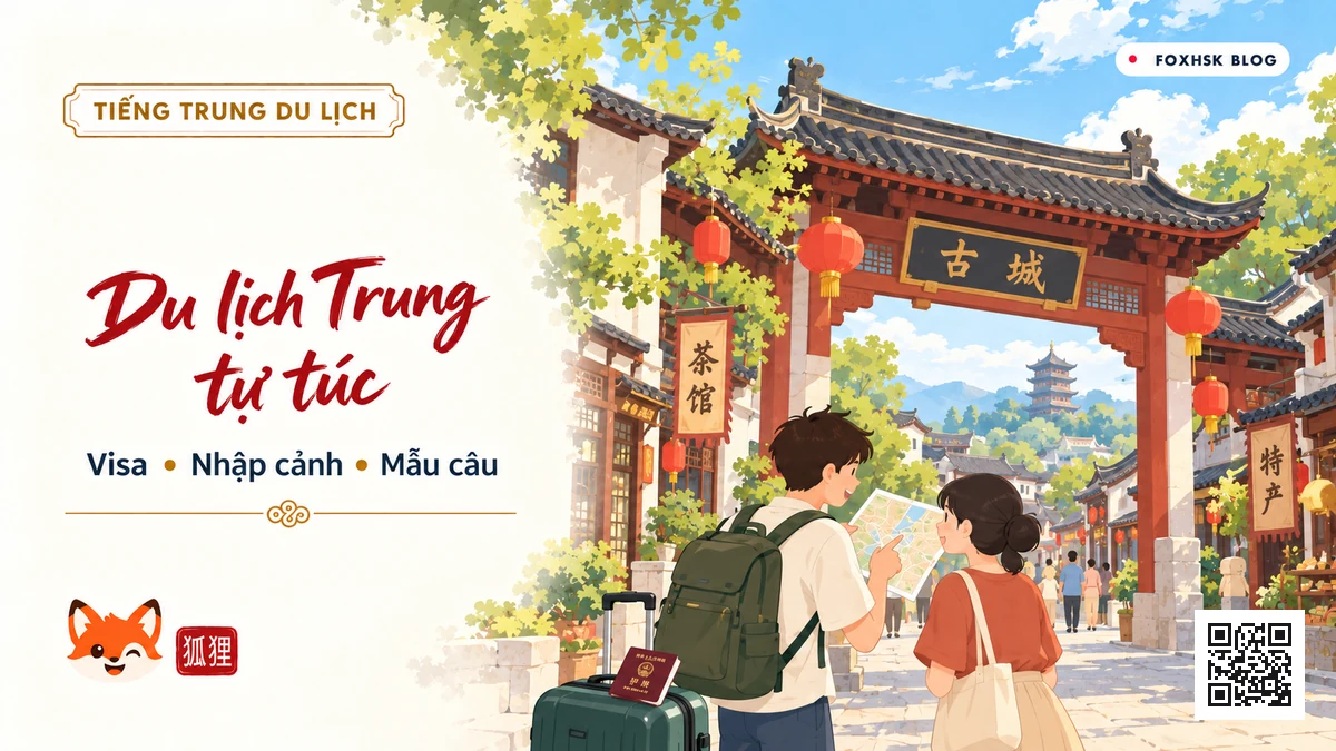 Cẩm Nang Tiếng Trung Du Lịch Tự Túc: Visa L, Nhập Cảnh & Mẫu Câu Sinh Tồn | FoxHSK - FoxHSK