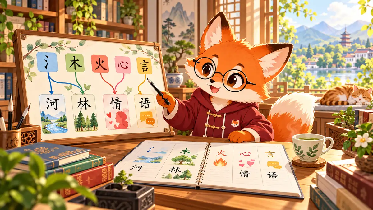 Chữ Hán: Chữ Và Nghĩa (Chương 3): Giải Mã Hệ Thống Bộ Thủ Biểu Ý & Quy Luật Mở Rộng Nghĩa Của Chữ Hán (汉字部首与词义引申) - FoxHSK