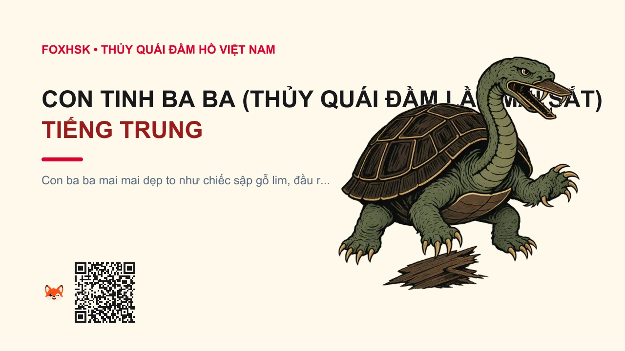 Con Tinh Ba Ba (Thủy Quái Đầm Lầy Mai Sắt) Tiếng Trung Là Gì? (巨鼋精 - jùyuánjīng) • Nguồn Gốc Truyền thuyết các đầm hồ, Dấu Ấn Pop Culture & Phương Pháp Hóa Giải - FoxHSK