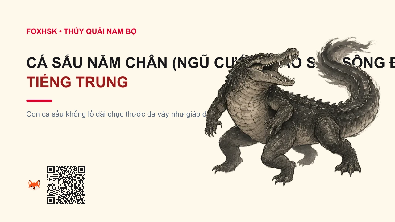 Cá Sấu Năm Chân (Ngũ Cước Giao Sấu Sông Đồng Nai) Tiếng Trung Là Gì? (五脚恶鳄 - wǔjiǎo è'è) • Nguồn Gốc Chuyện khai hoang mở cõi, Dấu Ấn Pop Culture & Phương Pháp Hóa Giải - FoxHSK