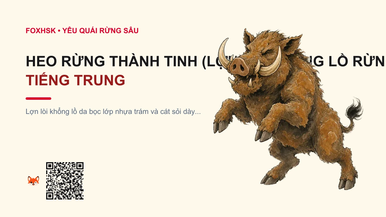 Heo Rừng Thành Tinh (Lợn Lòi Khổng Lồ Rừng Sâu) Tiếng Trung Là Gì? (野猪精 - yězhūjīng) • Nguồn Gốc Chuyện thợ săn miền núi, Dấu Ấn Pop Culture & Phương Pháp Hóa Giải - FoxHSK