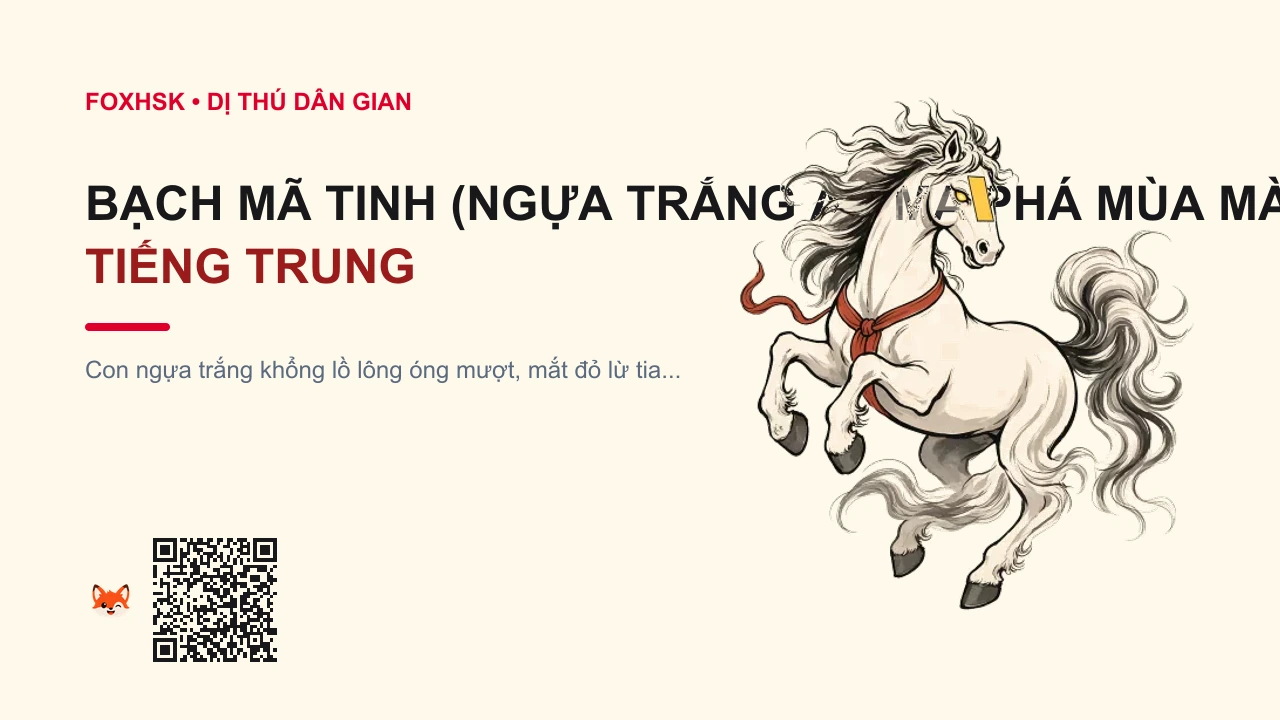 Bạch Mã Tinh (Ngựa Trắng Ác Ma Phá Mùa Màng) Tiếng Trung Là Gì? (恶白马精 - èbáimǎjīng) • Nguồn Gốc Truyền kỳ dân gian vùng, Dấu Ấn Pop Culture & Phương Pháp Hóa Giải - FoxHSK