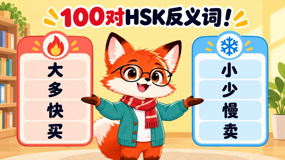 100 Cặp Từ Trái Nghĩa Tiếng Trung Cơ Bản Nhất (HSK 1 – HSK 3) Học 1 Nhớ 2 - FoxHSK
