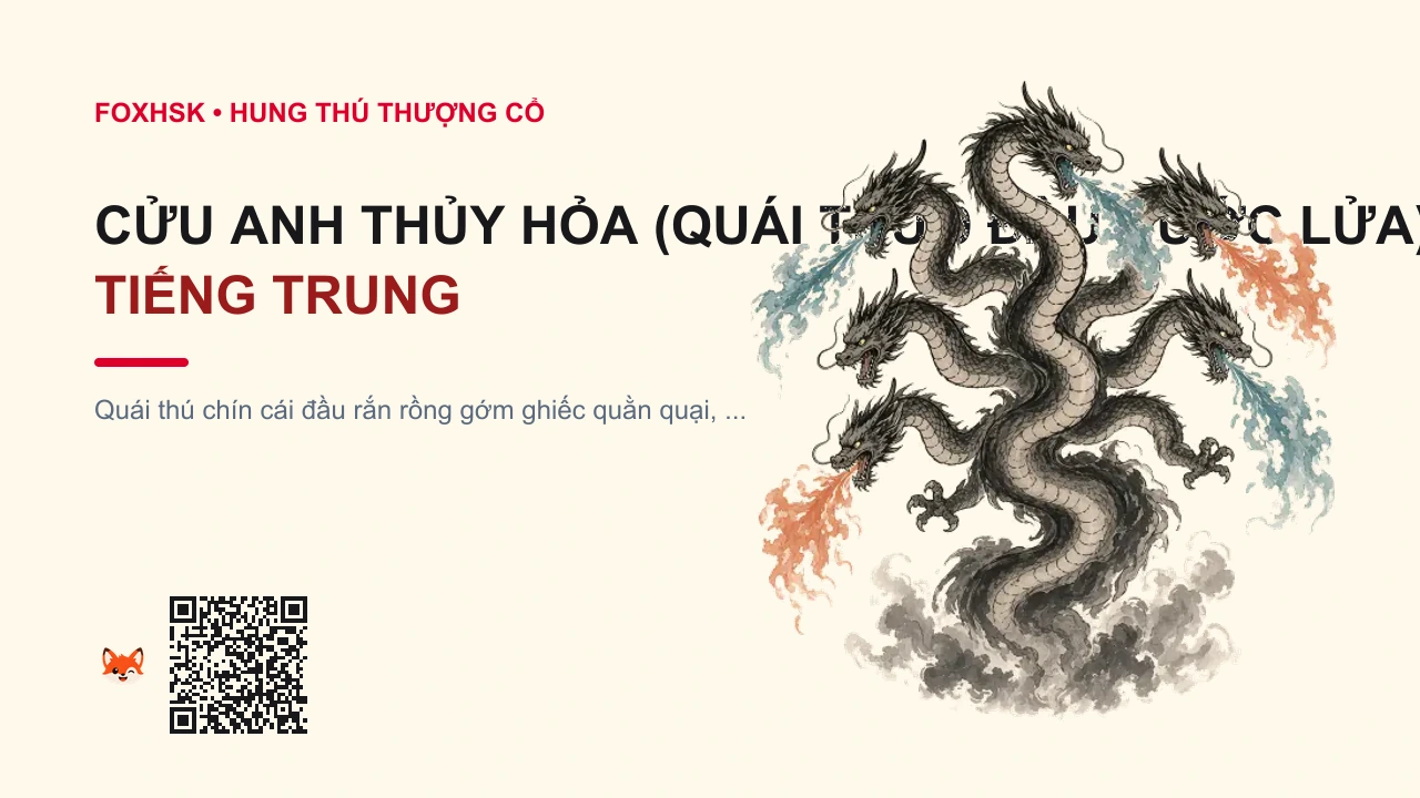 Cửu Anh Thủy Hỏa (Quái Thú 9 Đầu Nước Lửa) Tiếng Trung Là Gì? (九婴 - jiǔyīng) • Nguồn Gốc Hoài Nam Tử - Bản Kinh, Dấu Ấn Pop Culture & Phương Pháp Hóa Giải - FoxHSK