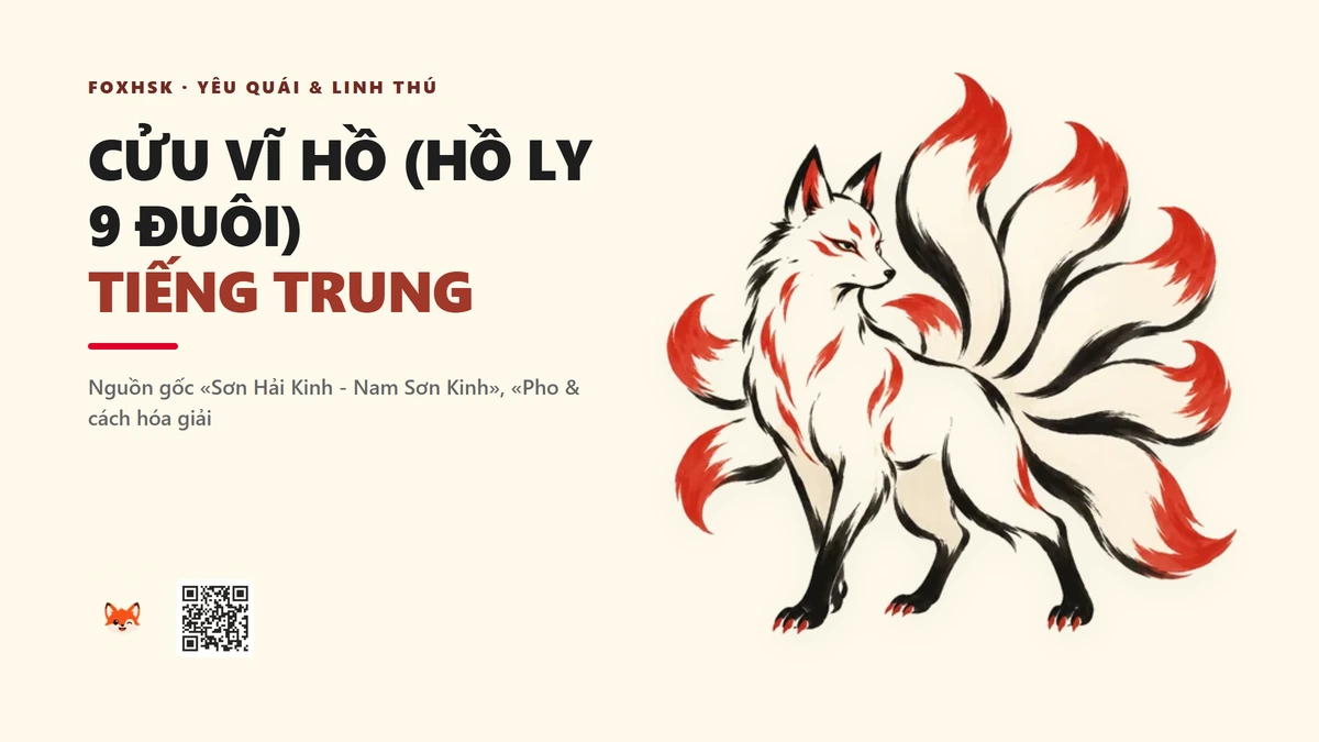 Cửu Vĩ Hồ (Hồ Ly 9 Đuôi) Tiếng Trung Là Gì? (九尾狐 - jiǔwěihú) • Thanh Khâu Sơn Hải Kinh, Tướng Ahri LMHT & Vĩ Thú Kurama Naruto - FoxHSK