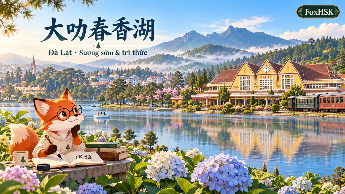 Đà Lạt – Hồ Xuân Hương, Đỉnh Langbiang & Ga Cổ (大叻-万花之城、春香湖与窄轨火车站): Cẩm Nang Song Ngữ & Từ Vựng Du Lịch - FoxHSK
