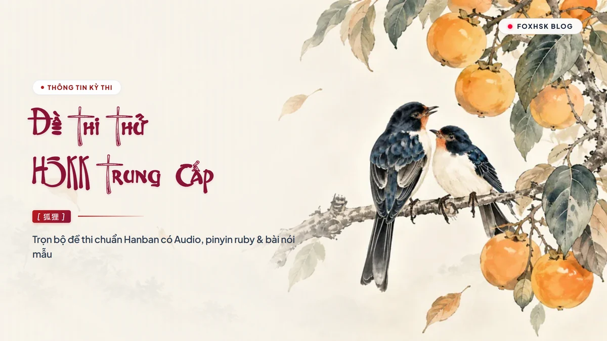 Trọn Bộ Đề Thi Thử HSKK Trung Cấp Chuẩn Hanban (Có Audio, Script Chữ Hán & Bài Mẫu Chi Tiết) - FoxHSK