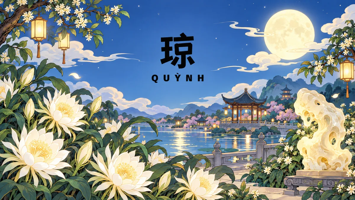 Tên QUỲNH Trong Tiếng Trung Là Gì? Ý Nghĩa Tên Quỳnh, Điển Tích & Những Nhân Vật Nổi Tiếng Nhất - FoxHSK