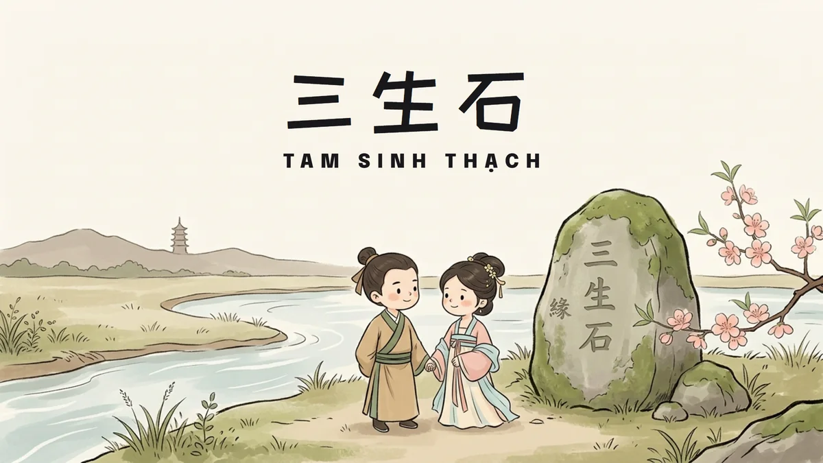 Điển Tích Tam Sinh Thạch (三生石): Tảng Đá Hẹn Ước Ba Kiếp Luân Hồi & Khúc Ca Lương Lương Mười Dặm Đào Hoa - FoxHSK