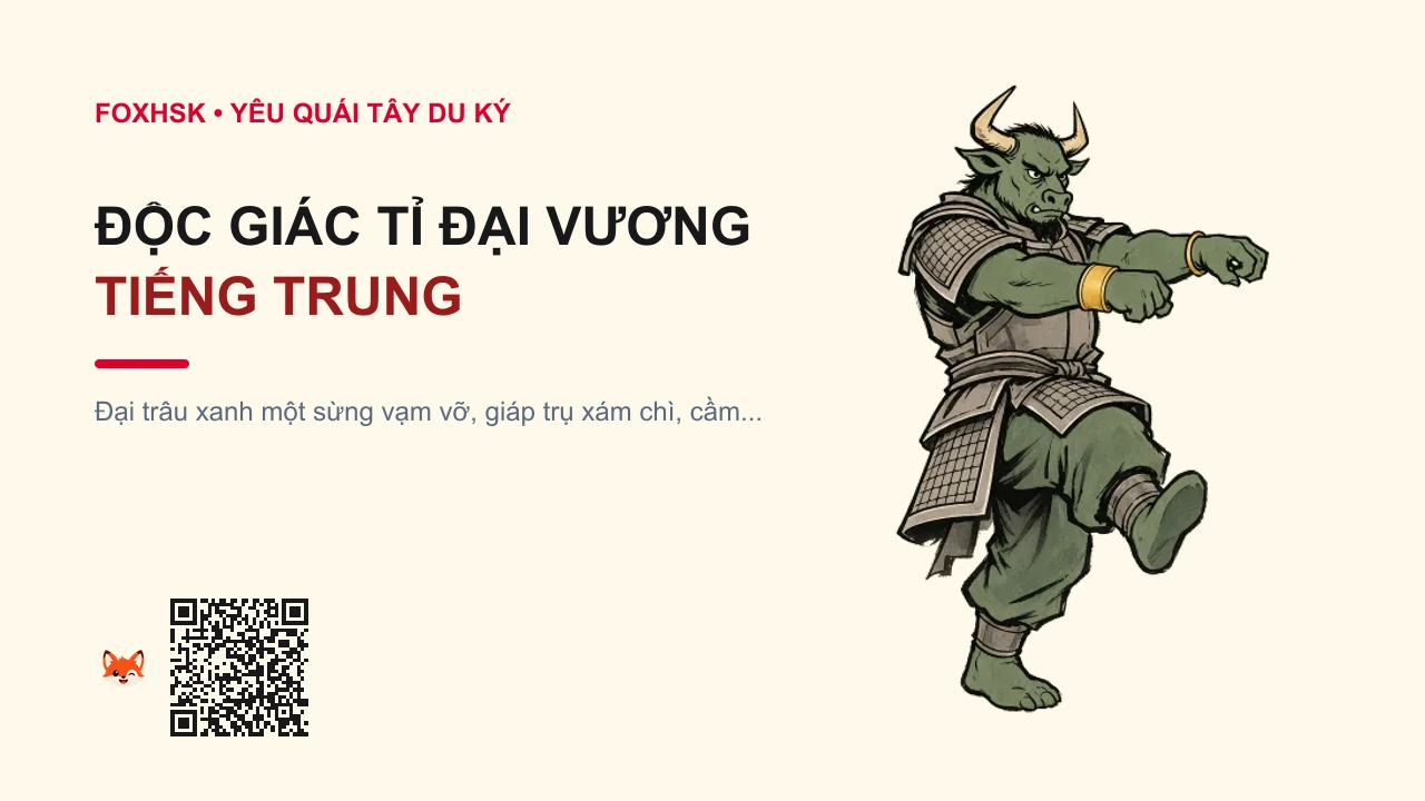 Độc Giác Tỉ Đại Vương Tiếng Trung Là Gì? (独角兕大王 - dújiǎosìdàwáng) • Nguồn Gốc Tây Du Ký, Động Kim Đới,, Dấu Ấn Pop Culture & Phương Pháp Hóa Giải - FoxHSK