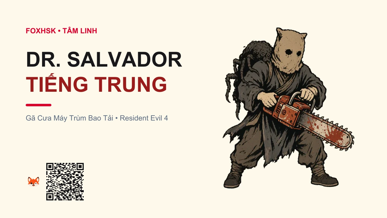 Gã Cưa Máy Bao Tải Dr. Salvador Tiếng Trung Là Gì? (电锯狂人 - diànjù kuángrén) • Nguồn Gốc Game Resident Evil 4, Dấu Ấn Pop Culture & Phương Pháp Hóa Giải - FoxHSK