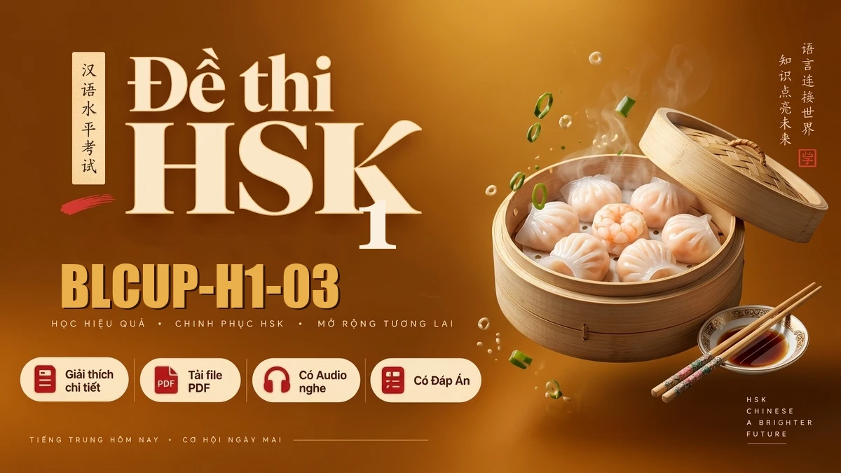 Đề thi HSK 1 mã BLCUP-H1-03 PDF có đáp án & Audio (Mới nhất) - FoxHSK