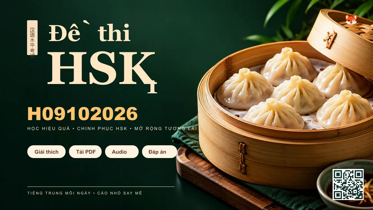 Thi Thử & Tải Đề thi HSK 1 mã H09102026 có PDF có đáp án & Audio - FoxHSK