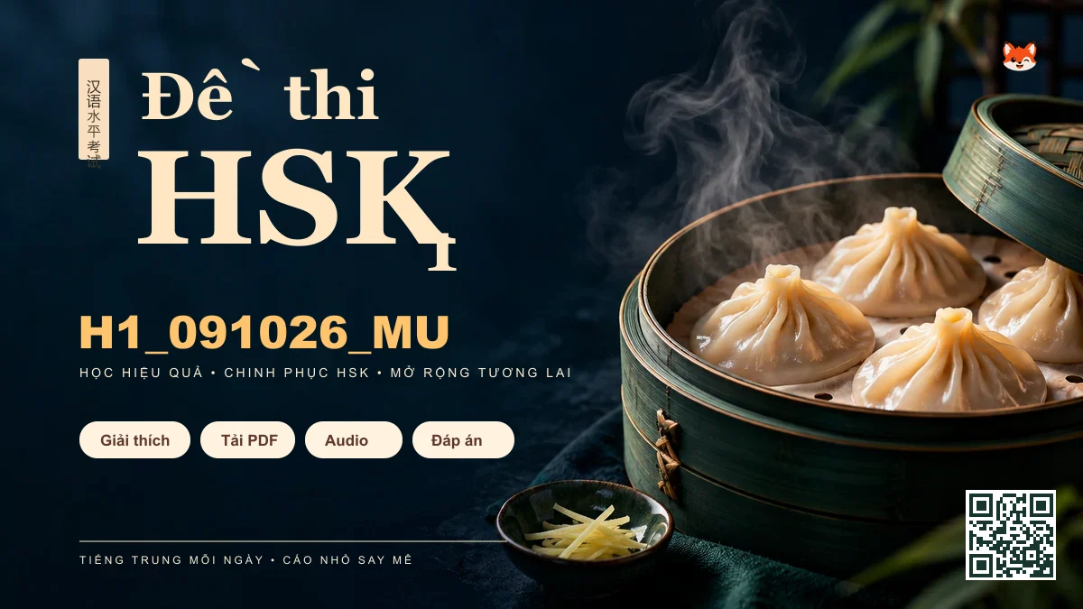 Thi Thử & Tải Đề Thi HSK 1 Mã H1_091026_MU Có PDF Đề Thi (Trọn Bộ 90 Câu) - FoxHSK