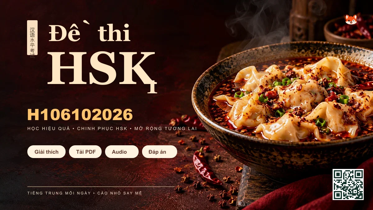 Thi Thử & Tải Đề thi HSK 1 mã H106102026 có PDF có đáp án & Audio - FoxHSK