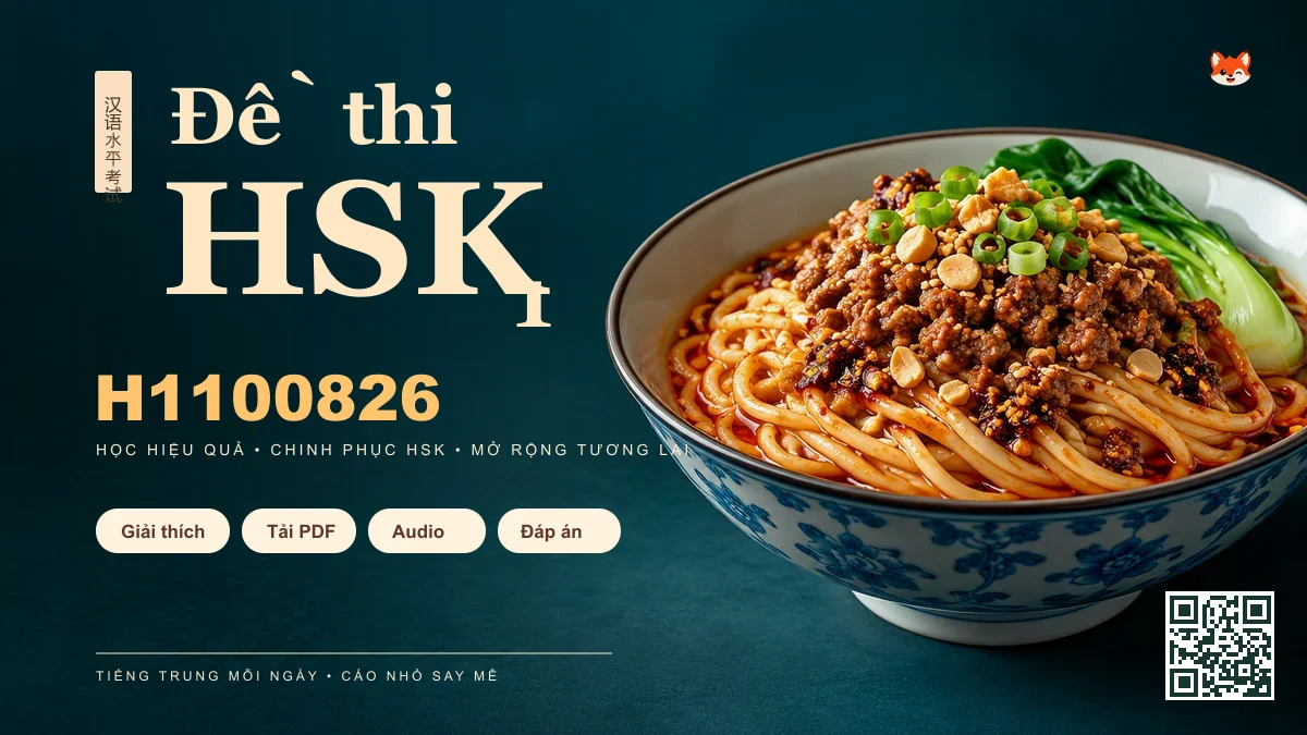 Thi Thử & Tải Đề thi HSK 1 mã H1100826 có PDF có đáp án & Audio - FoxHSK