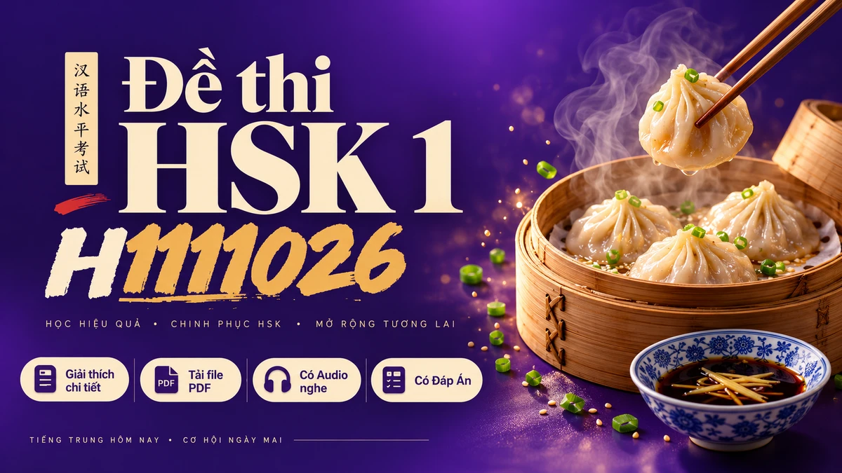 Thi Thử & Tải Đề thi HSK 1 mã H1111026 có PDF có đáp án & Audio - FoxHSK