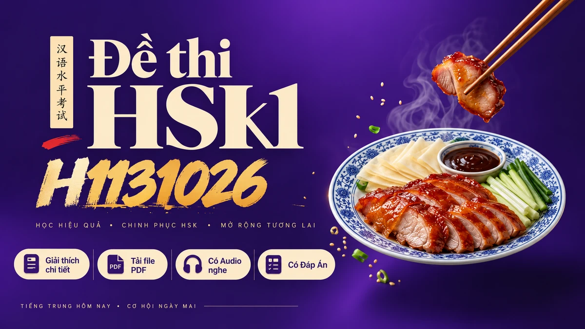 Thi Thử & Tải Đề thi HSK 1 mã H1131026 có PDF có đáp án & Audio - FoxHSK