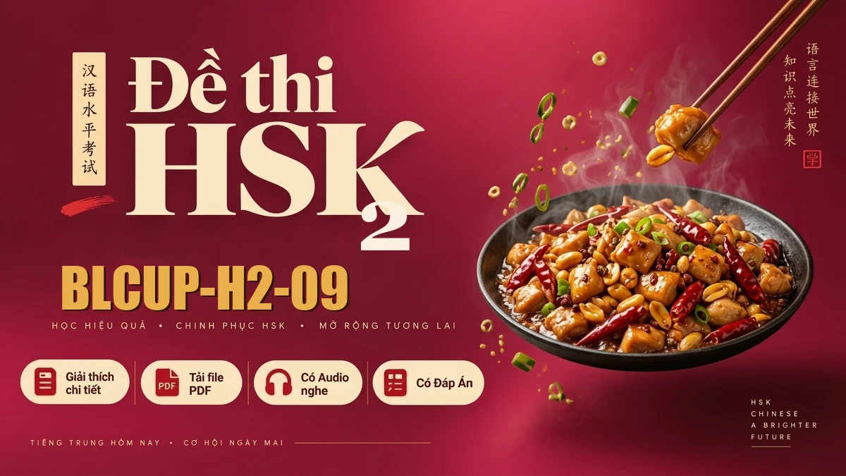 Đề thi HSK 2 mã BLCUP-H2-09 PDF có đáp án & Audio (Mới nhất) - FoxHSK