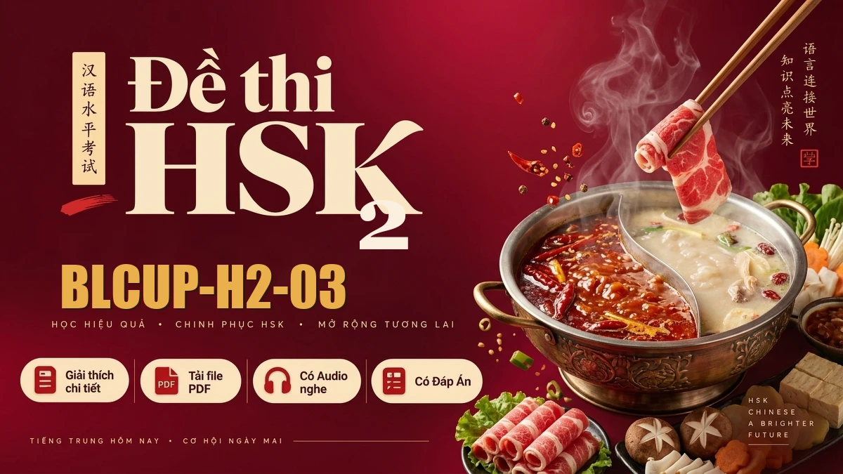 Đề thi HSK 2 mã BLCUP-H2-03 PDF có đáp án & Audio (Mới nhất) - FoxHSK