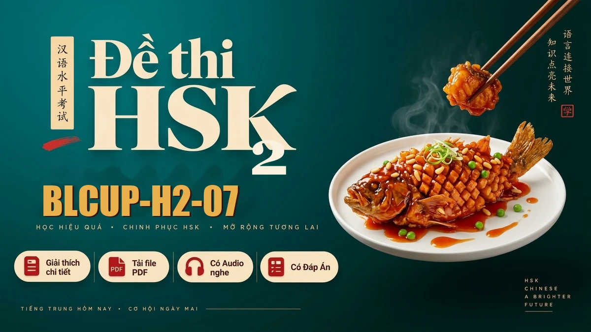 Đề thi HSK 2 mã BLCUP-H2-07 PDF có đáp án & Audio (Mới nhất) - FoxHSK