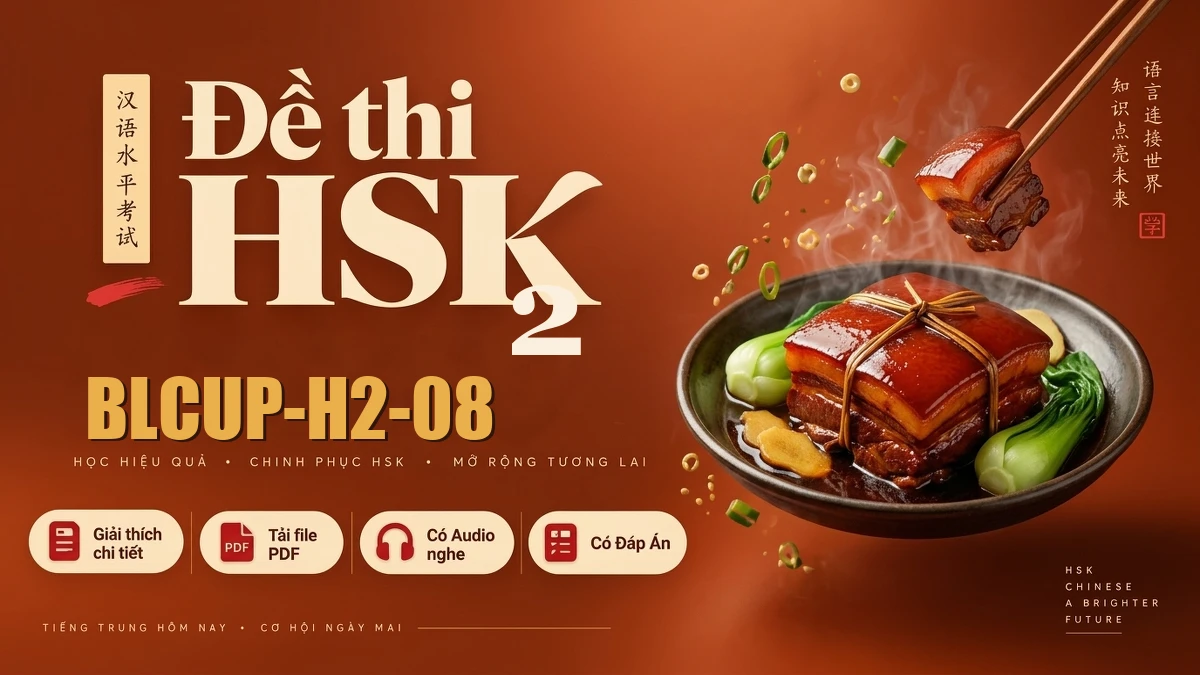Đề thi HSK 2 mã BLCUP-H2-08 PDF có đáp án & Audio (Mới nhất) - FoxHSK