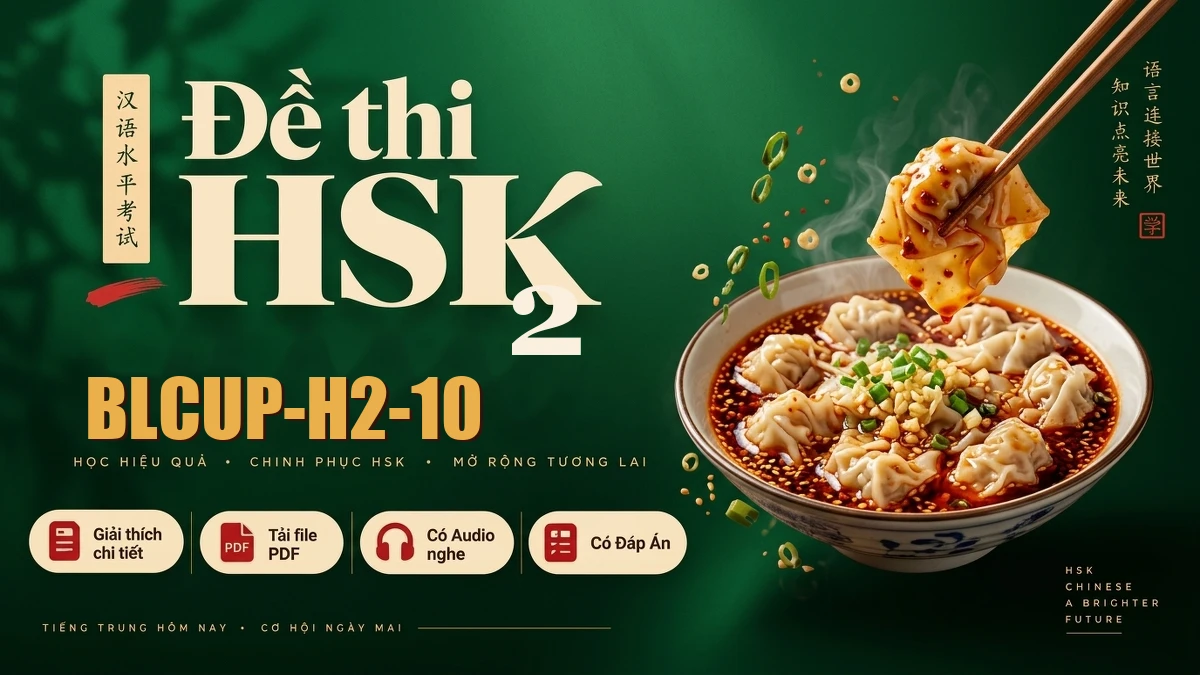 Đề thi HSK 2 mã BLCUP-H2-10 PDF có đáp án & Audio (Mới nhất) - FoxHSK
