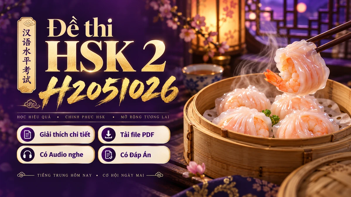 Thi Thử & Tải Đề thi HSK 2 mã H2051026 có PDF có đáp án & Audio - FoxHSK