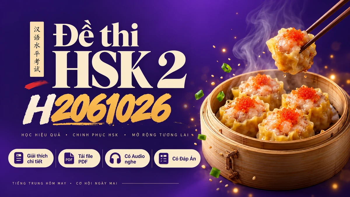 Thi Thử & Tải Đề thi HSK 2 mã H2061026 có PDF có đáp án & Audio - FoxHSK