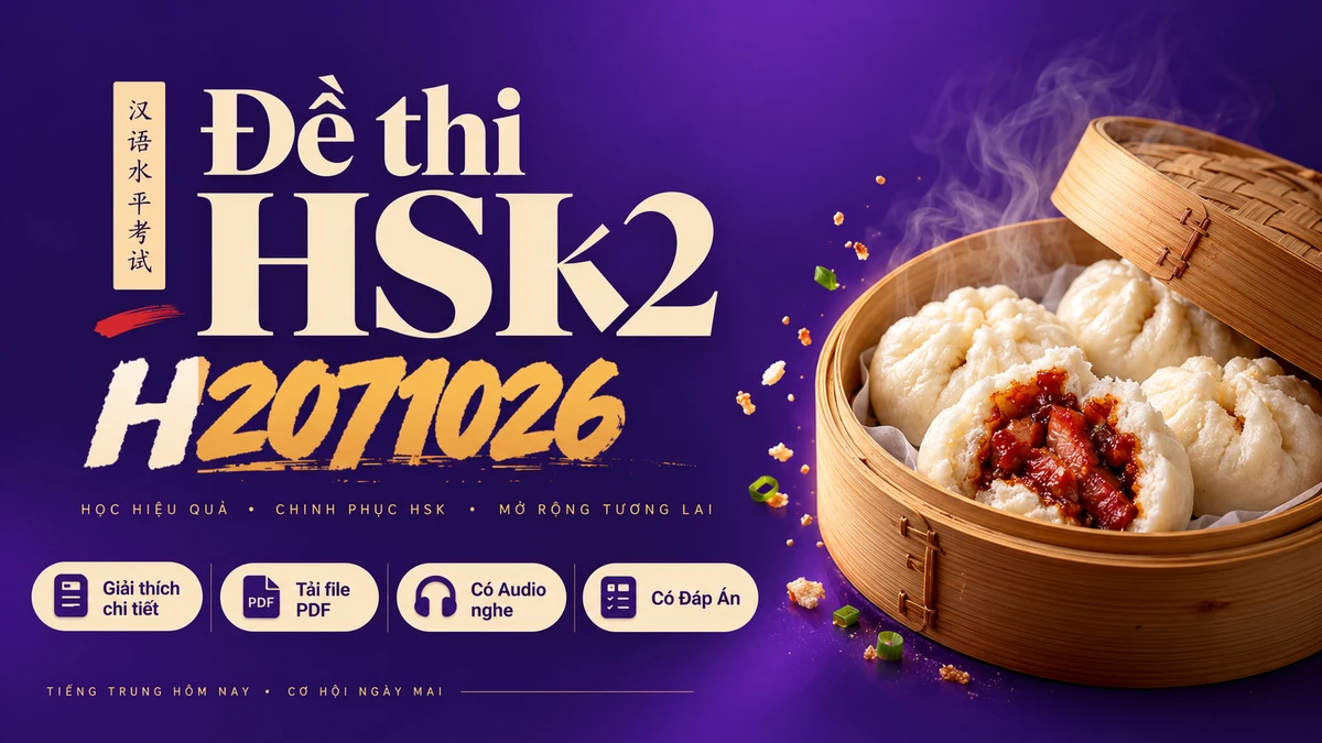 Thi Thử & Tải Đề thi HSK 2 mã H2071026 có PDF có đáp án & Audio - FoxHSK