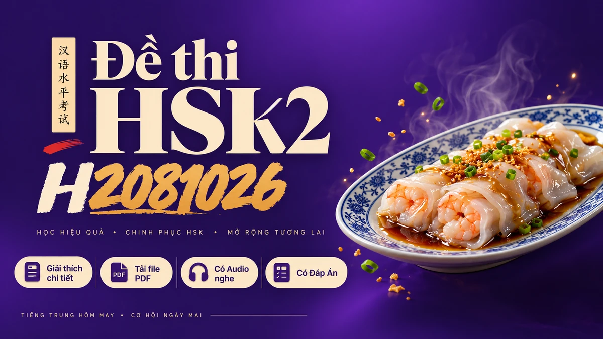 Thi Thử & Tải Đề thi HSK 2 mã H2081026 có PDF có đáp án & Audio - FoxHSK