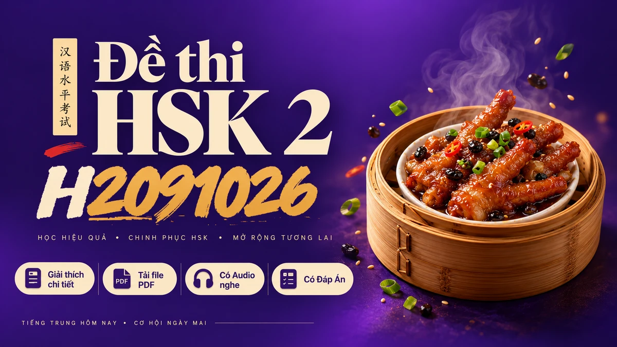 Thi Thử & Tải Đề thi HSK 2 mã H2091026 có PDF có đáp án & Audio - FoxHSK