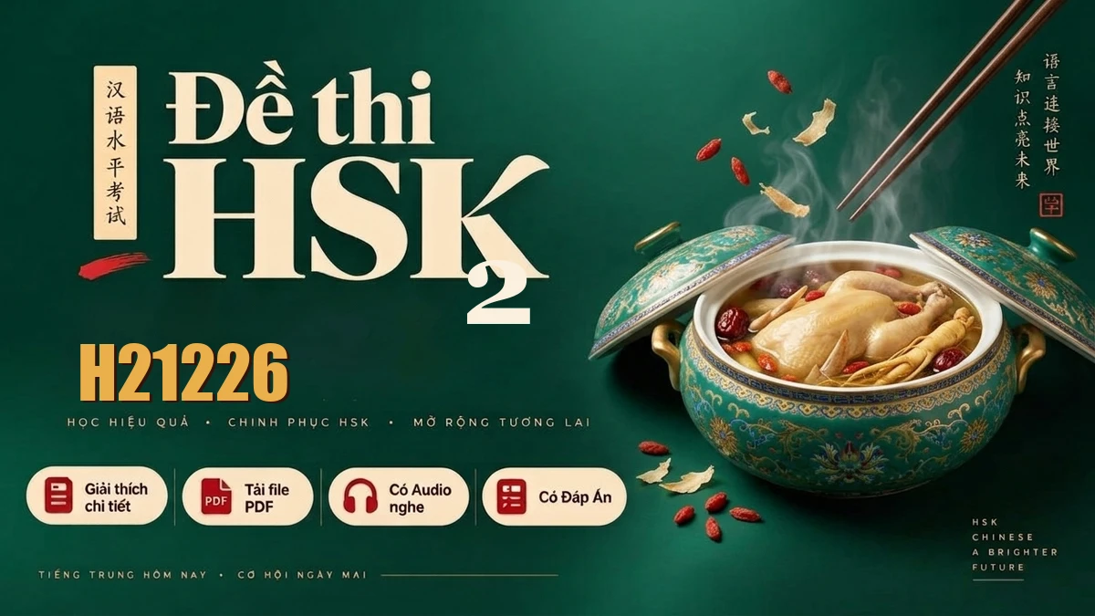 Đề thi HSK 2 mã H21226 PDF có đáp án & Audio (Mới nhất) - FoxHSK