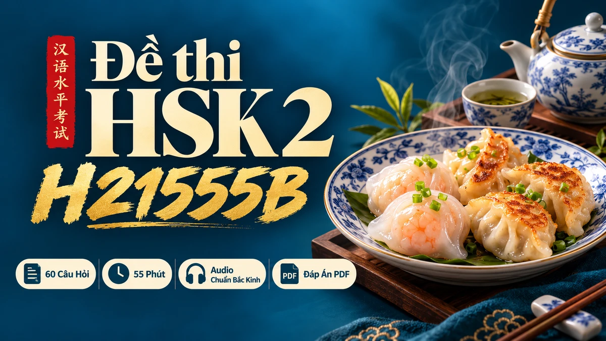Đề thi HSK 2 mã H21555B PDF có đáp án & Audio (Mới nhất) - FoxHSK