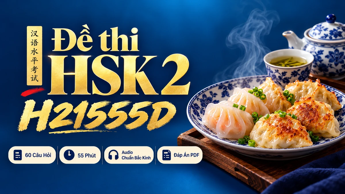 Đề thi HSK 2 mã H21555D PDF có đáp án & Audio (Mới nhất) - FoxHSK