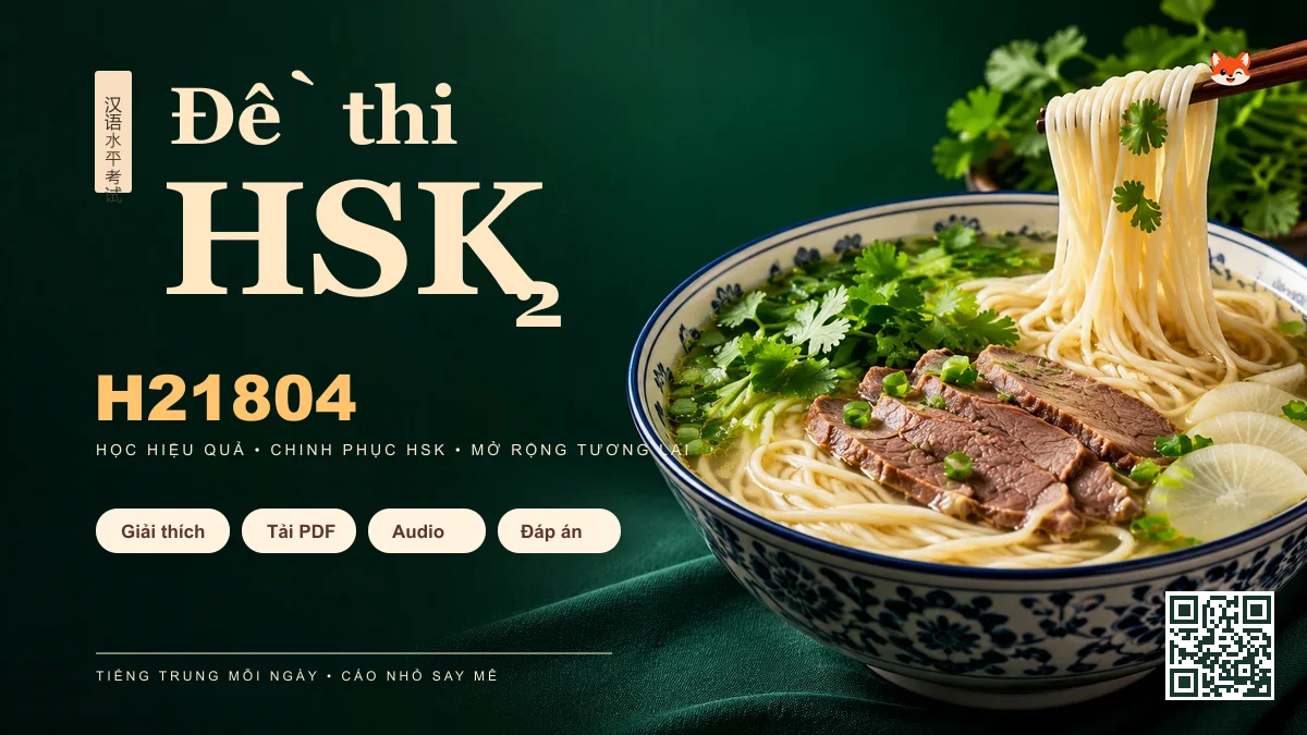 Đề thi HSK 2 mã H21804 PDF có đáp án & Audio (Mới nhất) - FoxHSK