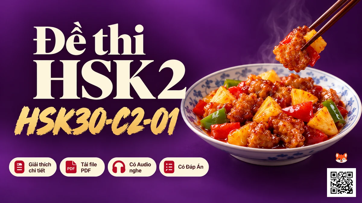 Đề Thi Mẫu Chuẩn Quốc Gia HSK 2 (Theo Khung Tiêu Chuẩn Mới HSK 3.0) — PDF, Audio & Đáp Án Chi Tiết - FoxHSK