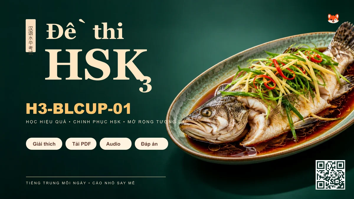 Đề thi HSK 3 mã H3-BLCUP-01 PDF có đáp án & Audio (Mới nhất) - FoxHSK