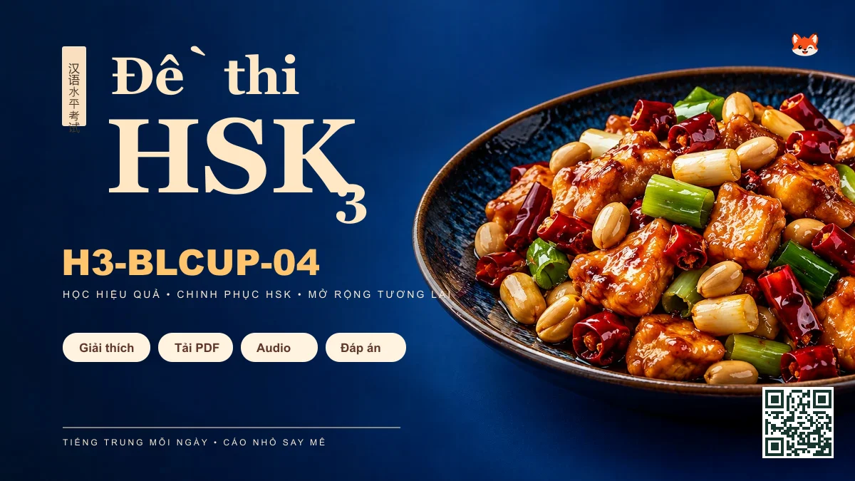 Đề thi HSK 3 mã H3-BLCUP-04 PDF có đáp án & Audio (Mới nhất) - FoxHSK