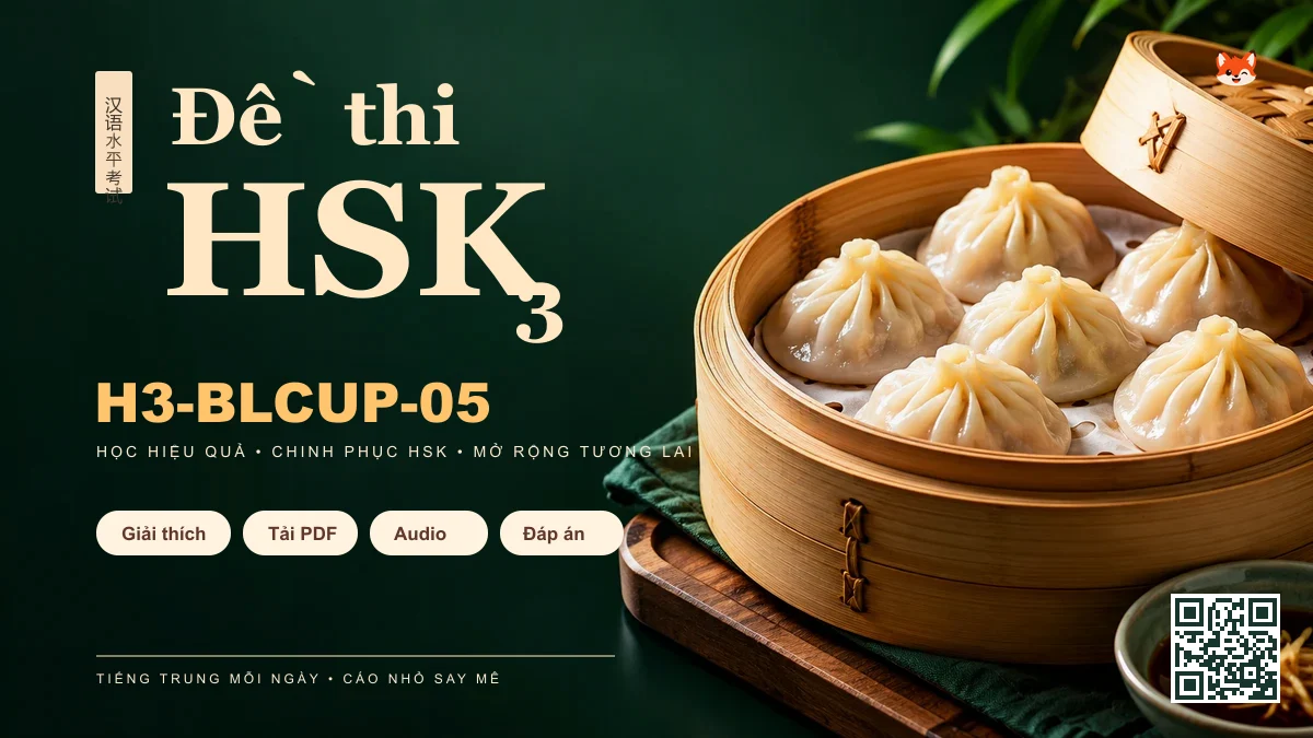 Đề thi HSK 3 mã H3-BLCUP-05 PDF có đáp án & Audio (Mới nhất) - FoxHSK