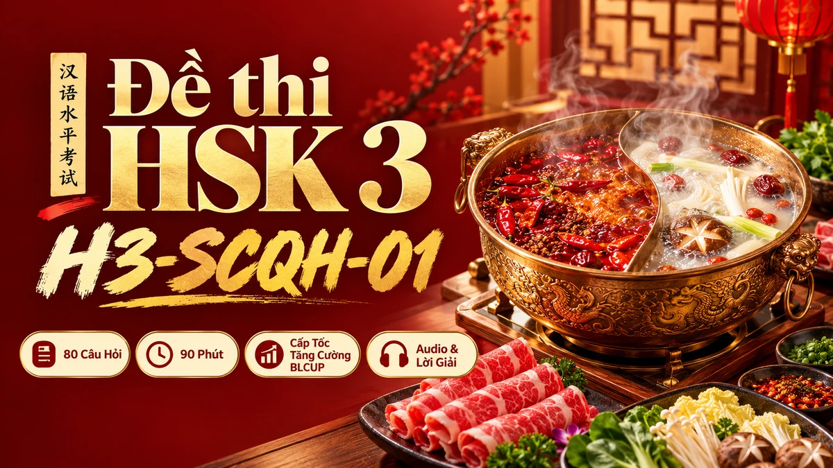 Đề thi HSK 3 mã H3-SCQH-01 PDF có đáp án & Audio (Cấp Tốc Tăng Cường BLCUP Đề 01) - FoxHSK